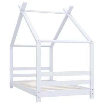 Estructura De Cama Infantil Madera Maciza Pino Blanco 80x160 Cm