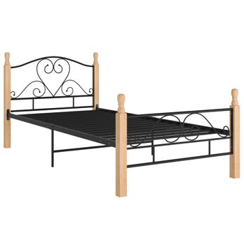 Estructura De Cama De Metal Negra 90x200 Cm