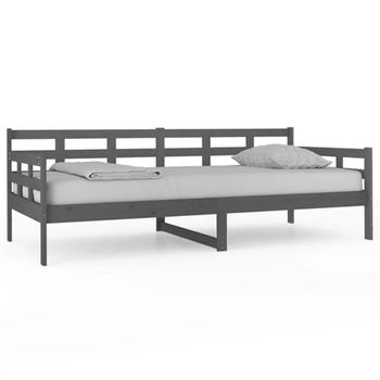 Sofá Cama De Madera Maciza De Pino Gris 90x200 Cm