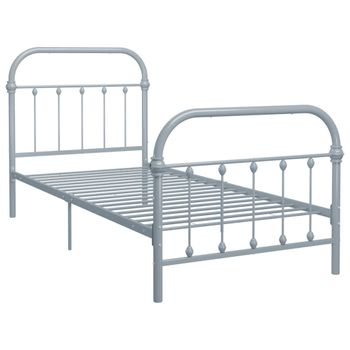 Estructura De Cama De Metal Gris 100x200 Cm