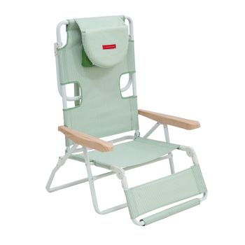 Silla Playa Plegable Reclinable 5 Posiciones Tumbona Verde