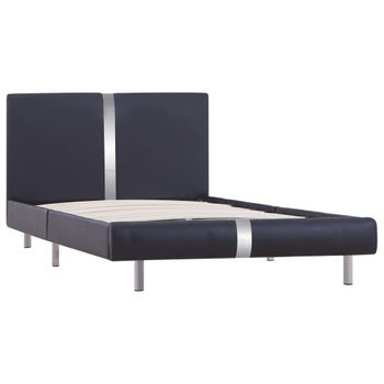 Estructura De Cama Cuero Sintético Negro 90x200 Cm