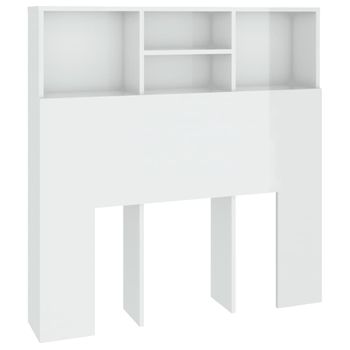 Mueble Cabecero Blanco Brillante 100x19x103,5 Cm