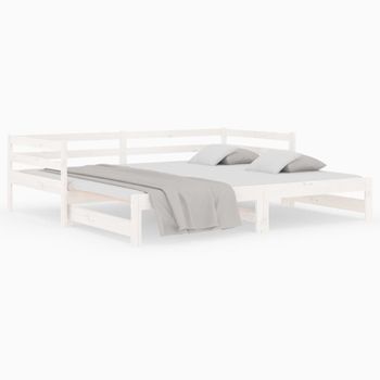 Sofá Cama Extraíble Madera Maciza De Pino Blanco 2x(90x190) Cm