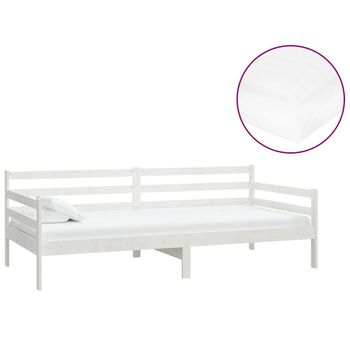 Sofá Cama Con Colchón Madera De Pino Maciza Blanco 90x200 Cm