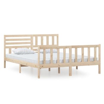 Estructura De Cama De Madera Maciza 160x200 Cm