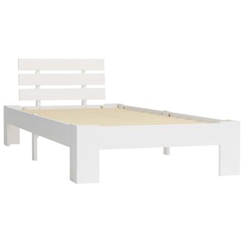 Estructura De Cama De Madera Maciza De Pino Blanco 100x200 Cm