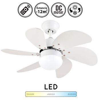 Ventilador de Techo con Luz LED y Mando a Distancia Roof W420 Blanco