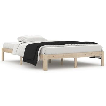 Estructura De Cama Madera Maciza De Pino 140x200 Cm