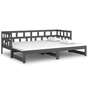 Sofá Cama Extraíble Madera Maciza De Pino Gris 2x(90x190) Cm