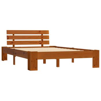 Estructura Cama Con Cabecero Madera Pino Marrón Miel 140x200 Cm