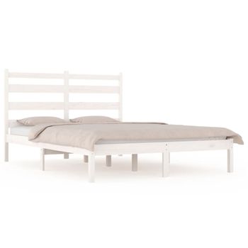 Estructura De Cama Madera Maciza De Pino Blanco 200x200 Cm