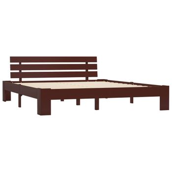 Estructura De Cama Madera Maciza Pino Marrón Oscuro 160x200 Cm