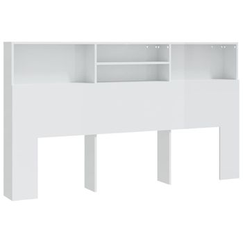 Mueble Cabecero Blanco Brillante 180x19x103,5 Cm