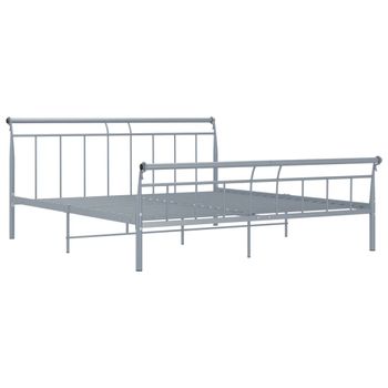 Estructura De Cama De Metal Gris 160x200 Cm