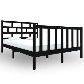 Estructura De Cama Madera Maciza Pino Negra Doble 120x190 Cm