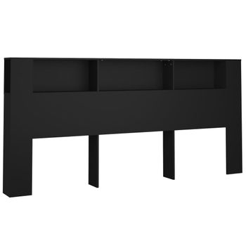 Mueble Cabecero Negro 220x18,5x104,5 Cm
