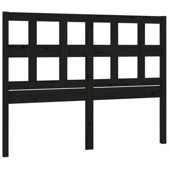 Cabecero De Cama Madera Maciza De Pino Negro 125,5x4x100 Cm