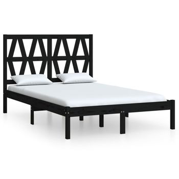 Estructura De Cama Madera Maciza Pino Negra Doble 120x190 Cm