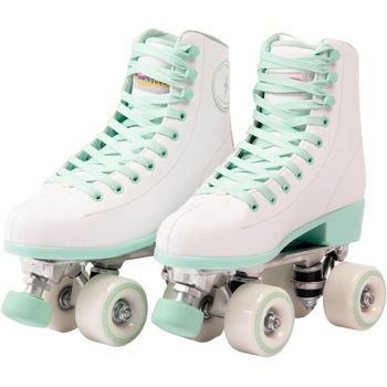 Patines 4 Ruedas Pvc Uretano Blanco Y Verde Flamingueo (talla 35 A 43)