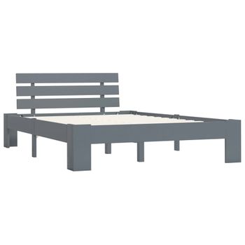 Estructura De Cama De Madera Maciza De Pino Gris 140x200 Cm