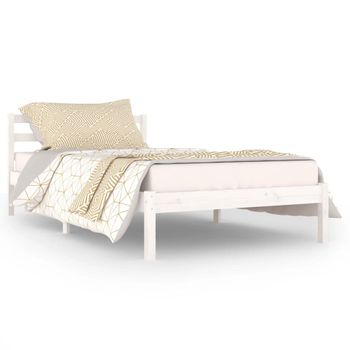 Estructura De Cama Madera Maciza De Pino Blanco 100x200 Cm