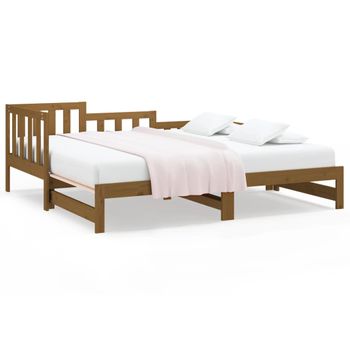 Sofá Cama Extraíble Madera Maciza De Pino Marrón 2x(90x200) Cm