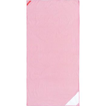 Toalla Microfibra Rosa Rayas Finas Con Bolsillo 180x90 Cm