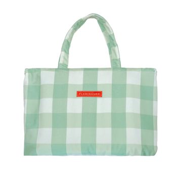 Toalla Playa Bolsa Verde Algodón Cojín Hinchable Incluido 175x95cm