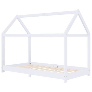 Estructura De Cama Infantil Madera Maciza Pino Blanco 70x140 Cm