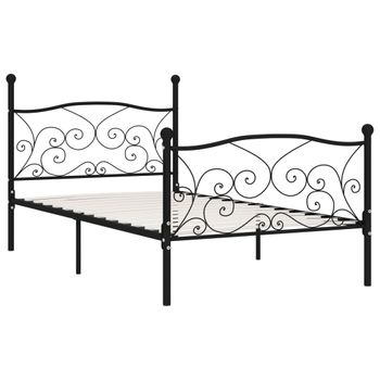 Estructura De Cama Con Somier Metal Negro 90x200 Cm