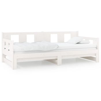 Sofá Cama Extraíble Madera Maciza De Pino Blanco 2x(90x200) Cm