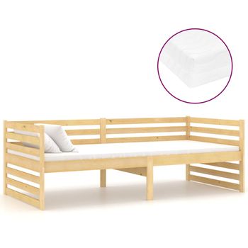 Sofá Cama Con Colchón Madera De Pino Maciza 90x200 Cm