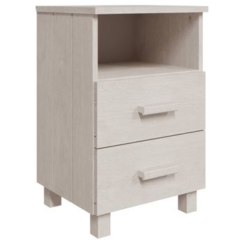 Mesita De Noche Hamar Madera Maciza De Pino Blanca 40x35x62 Cm