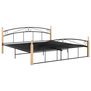 Estructura De Cama Metal Y Madera Maciza De Roble 180x200 Cm