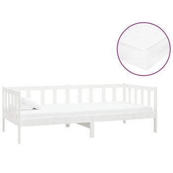 Sofá Cama Con Colchón Madera De Pino Maciza Blanco 90x200 Cm