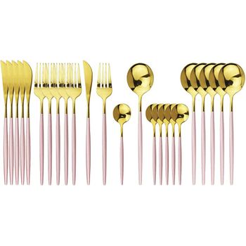 Cubertería Completa 24 Piezas Acero Inoxidable, Juego De Cubiertos 6  Personas, Pulido Brillante Oro Rosado Berlinger Haus Rose Gold con Ofertas  en Carrefour