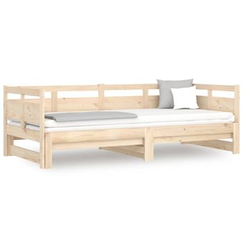 Sofá Cama Extraíble Madera Maciza De Pino 2x(90x200) Cm