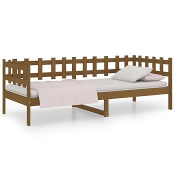 Sofá Cama Madera Maciza De Pino Marrón Miel 90x200 Cm