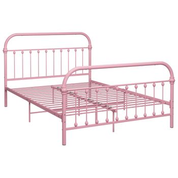 Estructura De Cama De Metal Rosa 140x200 Cm