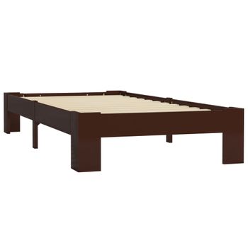 Estructura De Cama Madera Maciza Pino Marrón Oscuro 90x200 Cm