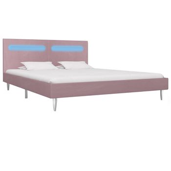 Estructura De Cama Con Led Tela Rosa 180x200 Cm