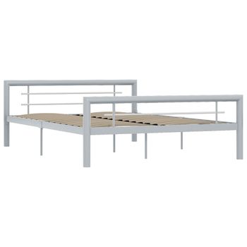 Estructura De Cama De Metal Gris Y Blanco 120x200 Cm