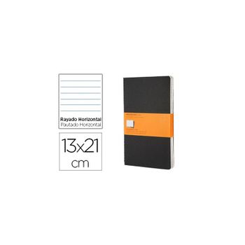 Libreta Moleskine Tapa Dura Rayado Horizontal 80 Hojas 16 Hojas Desmontables Color Negropack De 3 Unidades 130x210 Mm