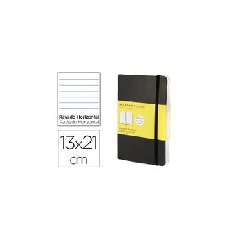 Libreta Moleskine Tapa Blanda Rayado Horizontal 240 Hojas Color Negro Cierre Con Goma 130x210 Mm