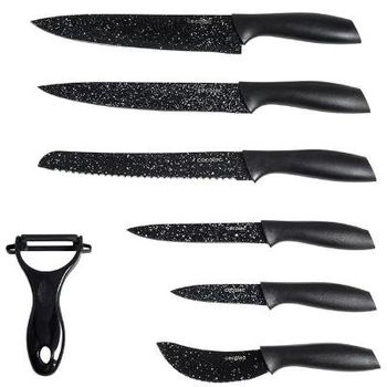 Set De 6 Cuchillos Negros Suizos Swiss Chef Profesionales