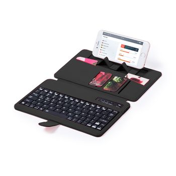 Mini Teclado Bluetooth Con Soporte Universal Y Funda De Color Negro