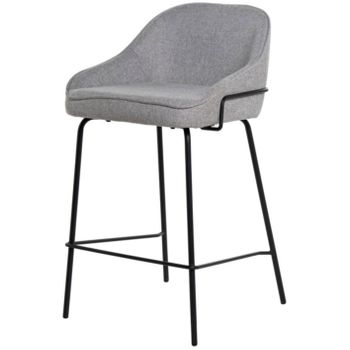 Taburetes De Cocina 2 Uds Reposabrazos Cuero Sintético Marrón-color Gris Claro-altura Del Asiento 66 Cm