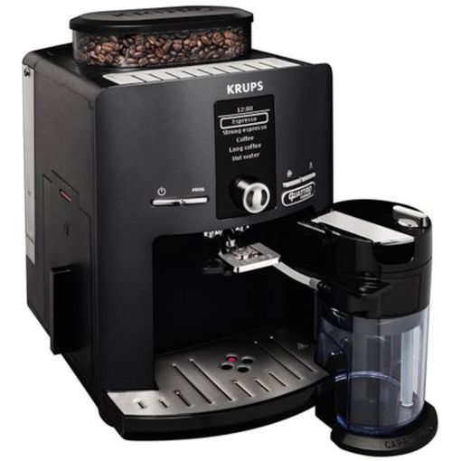 Cafetera superautomática Krups EA819E10, Negro-Gris, 1'7 L, Café molido en