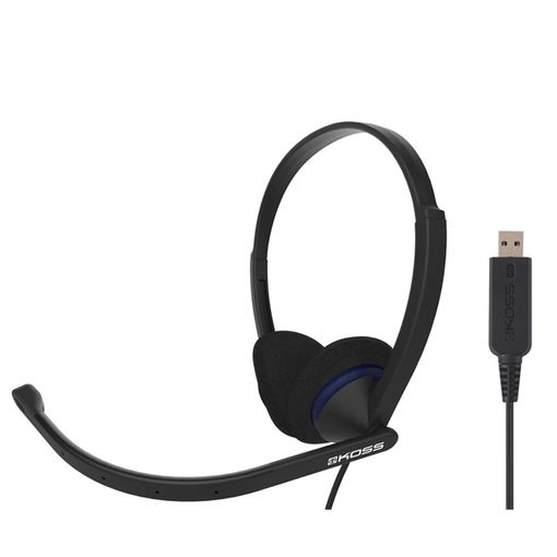 Auriculares Con Cable Y Micrófono Con Cancelación Ruido Cascos De Diadema  Para Videoconferencia Negro Koss Cs200 Usb con Ofertas en Carrefour